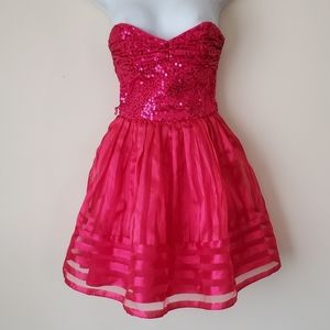 Betsey Johnson pink sequin taffeta midi dress Sz 0